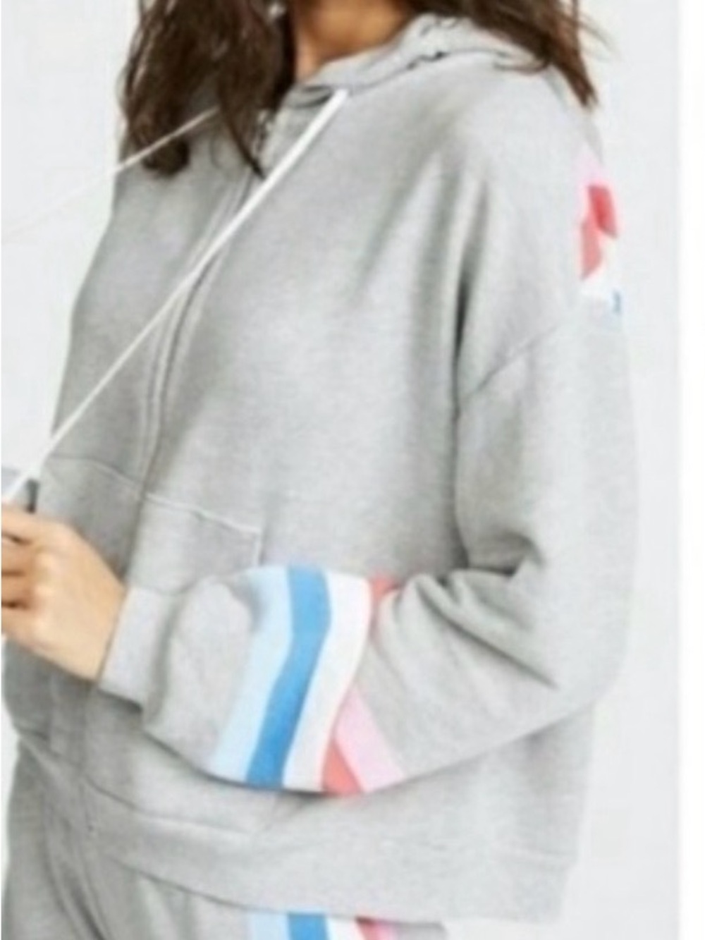 WILDFOX Striped Spectrum Zip-Up Hoodie with pockets. Size Medium